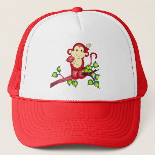 Casquette animal de singe rouge