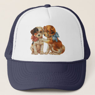Casquette Animaux de compagnie vintage, chiots d'amour avec