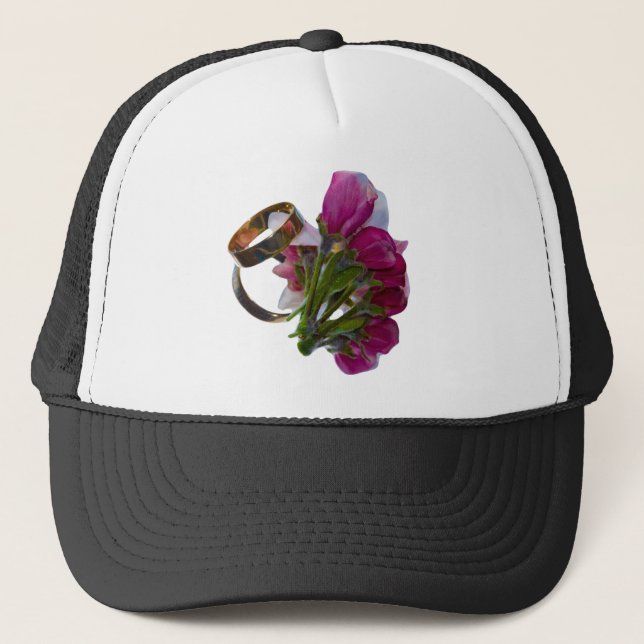 Casquette Anneaux et fleurs mariages (Devant)
