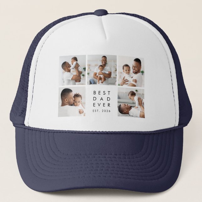 Casquette Année de création 5 Photos Meilleur Papa Ever  (Devant)