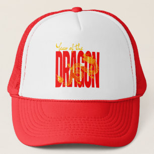 Casquette Année du Dragon Rouge Or