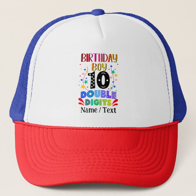 Casquette Anniversaire Garçon 10 Chiffres doubles (Devant)