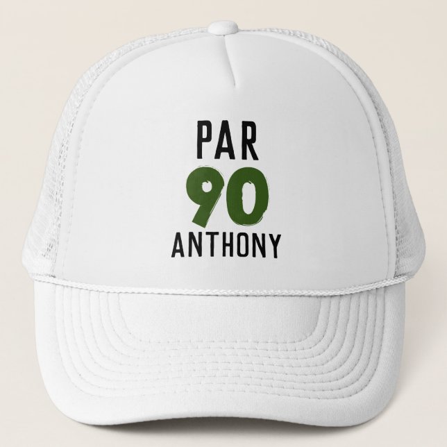 Casquette Anniversaire Golfer Funny 90e heureux papa Par (Devant)