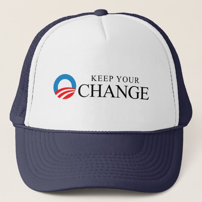 Casquette Anti-Obama - Gardez votre changement noir (Devant)