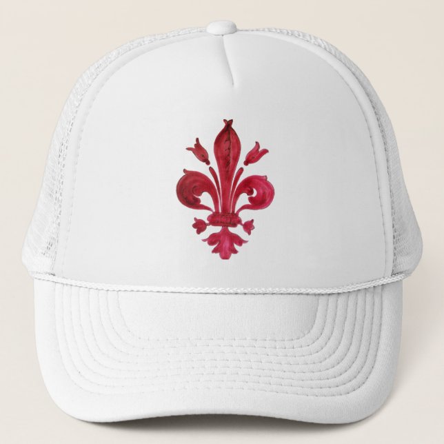Casquette ANTIQUE FLEUR ROUGE DE LIS EN Héraldique BLANC (Devant)