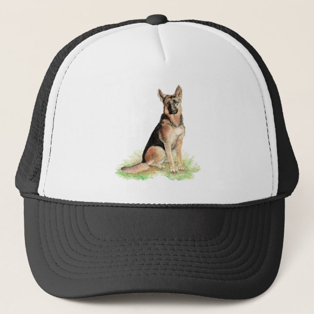 Casquette Aquarelle berger allemand chien animal animal anim (Devant)