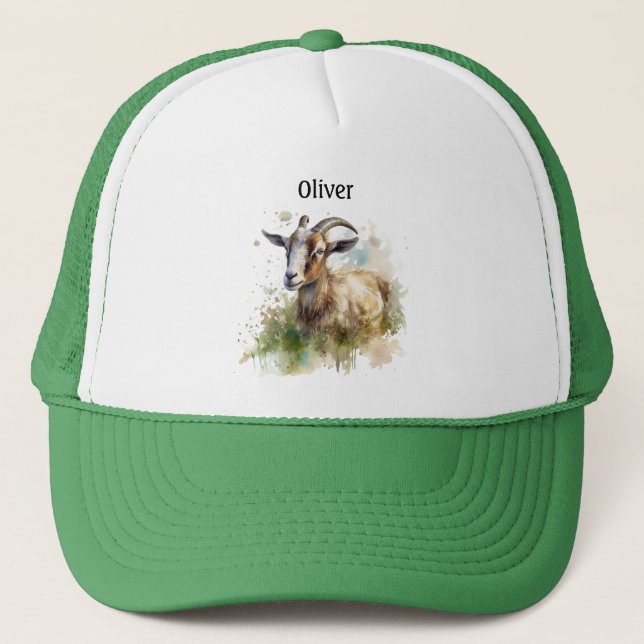 Casquette Aquarelle Chèvre de ferme, sur mesure (Devant)