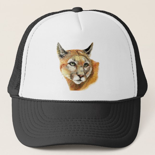 Casquette Aquarelle Cougar Puma Animal Nature Art (Devant)