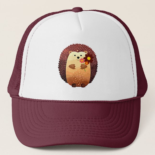 Casquette Aquarelle Cute Hérisson Animal Trucker Chapeau (Devant)