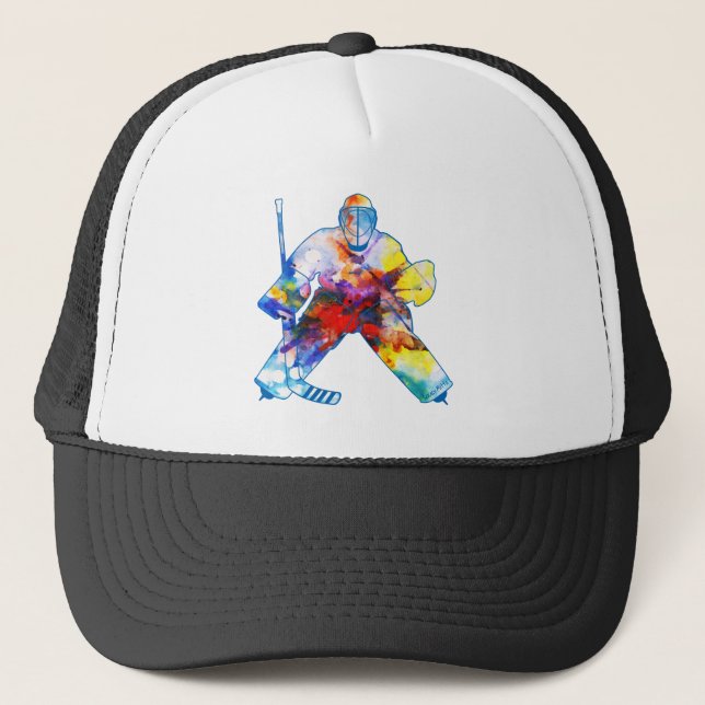 Casquette Aquarelle de hockey Goalie (Devant)