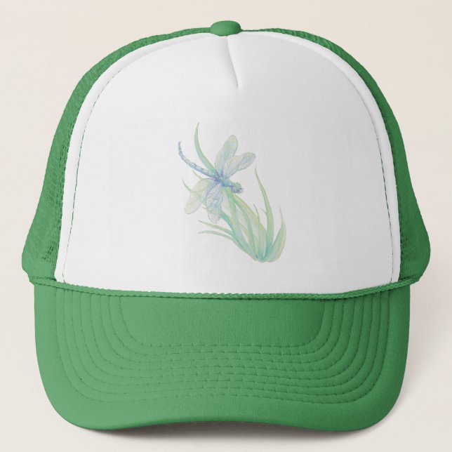 Casquette Aquarelle Dragon Eau Insect Bleu Vert (Devant)