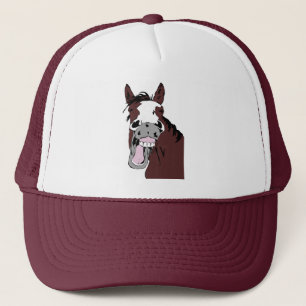Casquette Aquarelle drôle Rire Cheval Ferme Animal