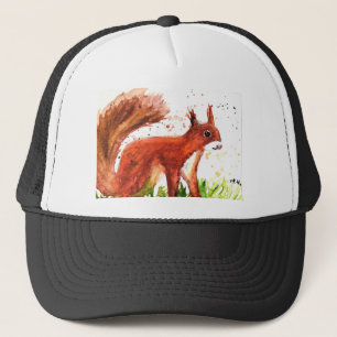 Casquette Aquarelle écureuil bois animaux forêt rustique