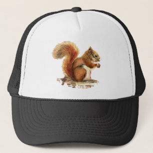 Casquette Aquarelle Écureuil rouge Animaux sauvages