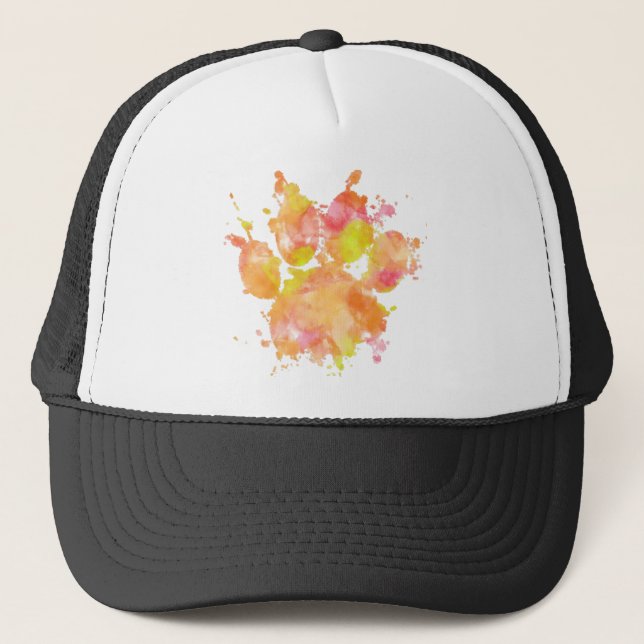 Casquette Aquarelle Empreinte de patte de chien (Devant)