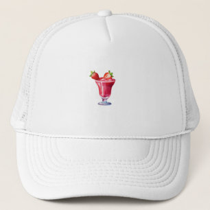 Casquette Aquarelle Fraise Cocktail Boisson