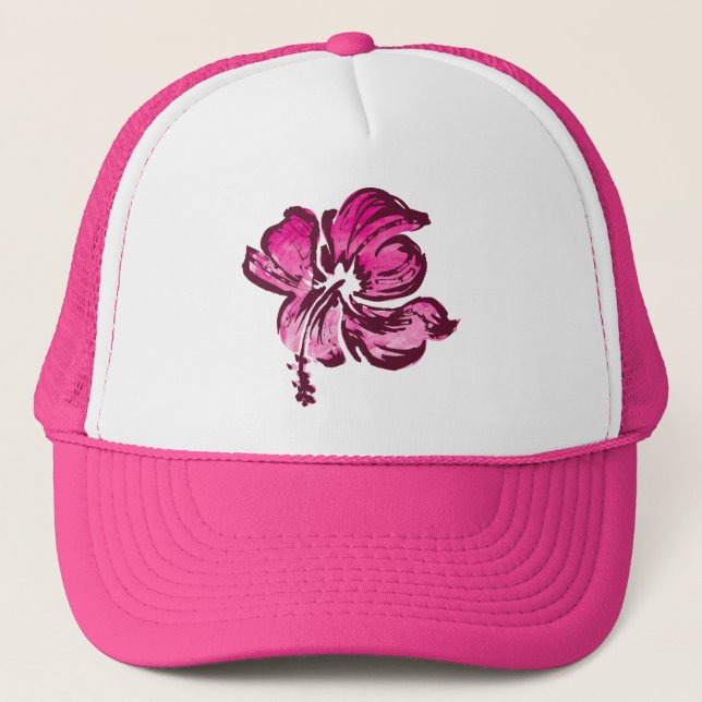 Casquette Aquarelle Hibiscus Floral hawaïen Hawaïen (Devant)