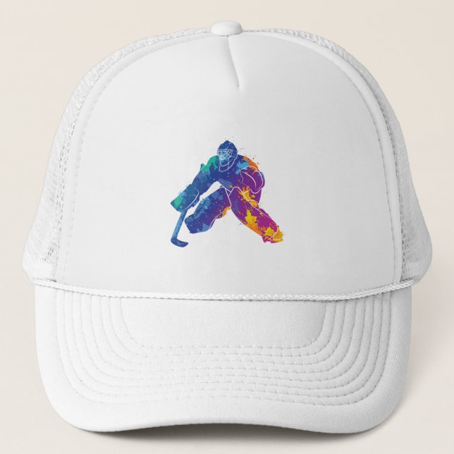Casquette Aquarelle Hockey sur glace Goalie (Devant)