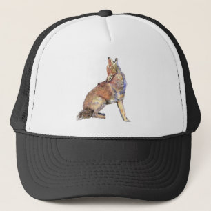 Casquette Aquarelle Howling Coyote, Animal, Nature Faune