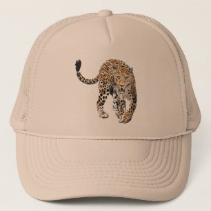 Casquette aquarelle léopard jungle chat animal peint vert