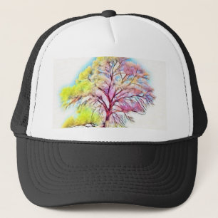 Casquette Aquarelle moderne des arbres enneigés colorés