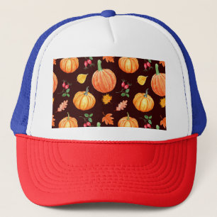 Casquette Aquarelle Motif Floral Citrouille d'automne