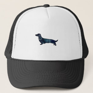 Casquette Aquarelle noire longue hailée Dachshund