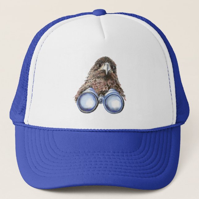 Casquette Aquarelle Oiseau Oiseau observation Hawk Amusant (Devant)