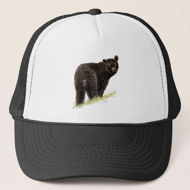 Casquette Aquarelle Ours noir Art animal Nature (Devant)
