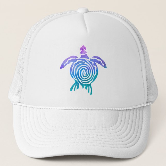 Casquette Aquarelle Pastel Tie Dye Spirale Tortue de mer (Devant)