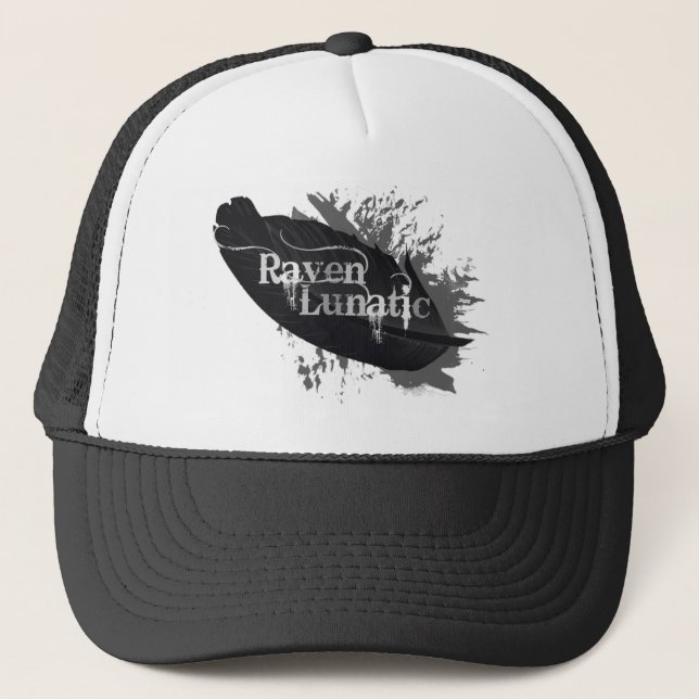Casquette Aquarelle Plume drôle Citation Raven Lunatique (Devant)