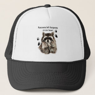 Casquette Aquarelle Raccoons Empreintes Gauche Citation Coeu