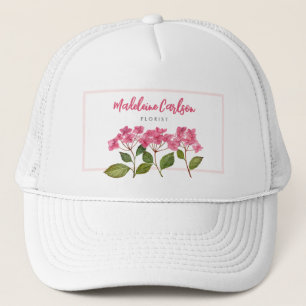 Casquette Aquarelle rose Hydrangée Lacecaps Illustration