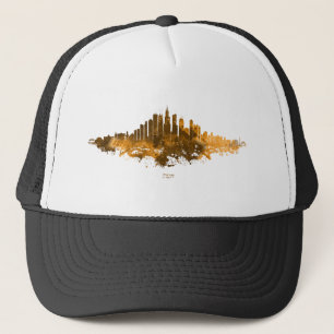Casquette Aquarelle Skyline de Chicago en orange