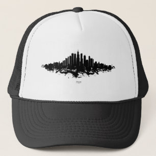 Casquette Aquarelle Skyline de Chicago noir et blanc