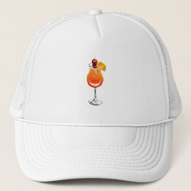 Casquette Aquarelle Tequila Sunrise Cocktail (Devant)