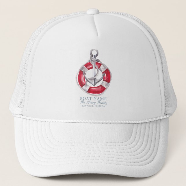 Casquette Aquarelle Thème nautique Bateau Personnalisé (Devant)