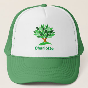 Casquette Arbre avec Feuilles verts. Ajouter un nom. Casquet