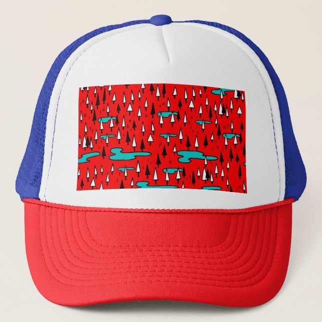 Casquette Arbres à main levée : motif de Noël scandinave. (Devant)