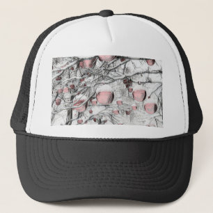 Casquette Arbres à neige vintages avec ornements en dessin