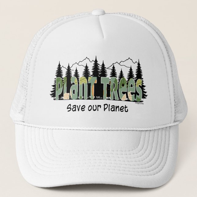 Casquette Arbres plantes, Sûr la planète, Cool blanc (Devant)