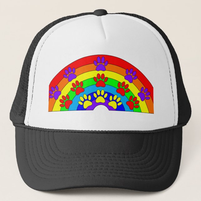 Casquette Arc-en-ciel avec Empreintes de pattes de chien (Devant)