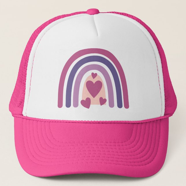 Casquette Arc En Ciel Et Coeurs (Devant)