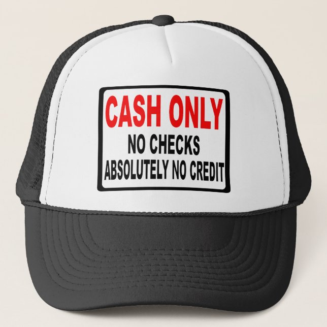 Casquette Argent liquide seulement aucun signe de contrôles (Devant)