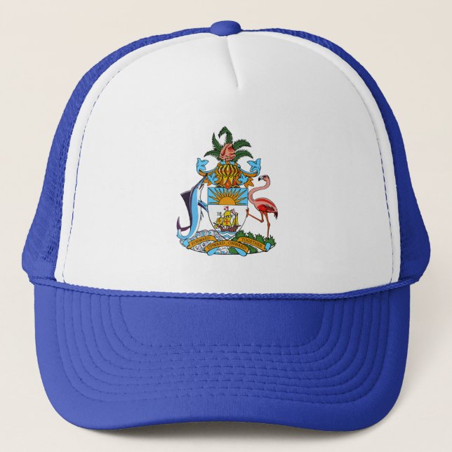 Casquette Armoiries des Bahamas - Marlin, Flamant rose, Conq (Devant)