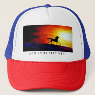 Casquette Art Abstrait Cheval de course Blanc Rouge Bleu Mod