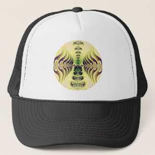 Casquette Art abstrait de symétrie fractale vert citron