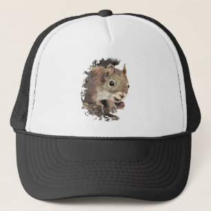 Casquette Art animalier de l'écureuil gris amusant aquarelle