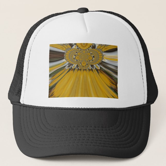 Casquette Art de design Motif à fleurs jaunes dorées (Devant)