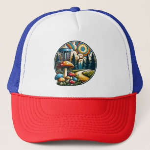 Casquette Art IA Psychédélique Disc Golf Rétro